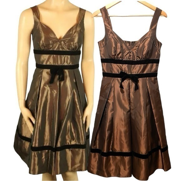 BCBG Paris Dresses & Skirts - BCBG Paris Brown/Bronze Fit and Flare Taffeta Petticoat Cocktail Dress